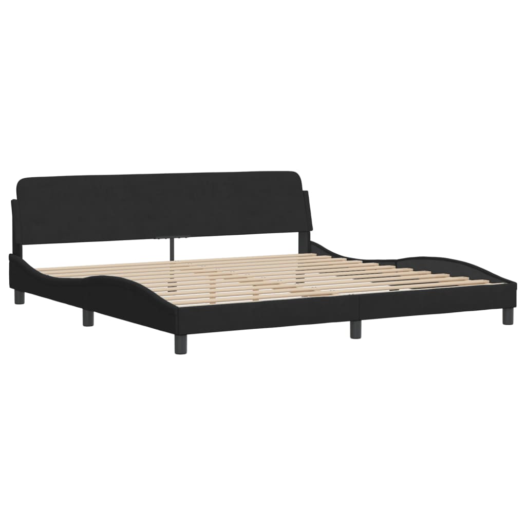 Bedframe Met Led-Verlichting Fluweel Zwart 200X200 Cm