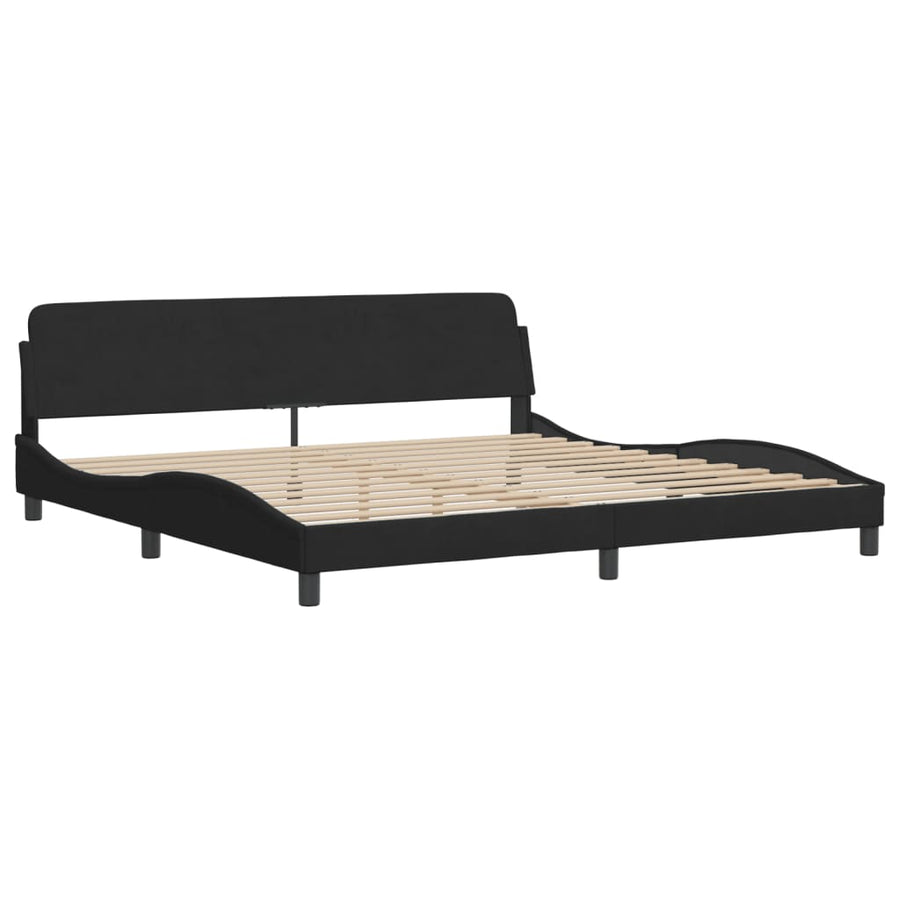 Bedframe Met Led-Verlichting Fluweel Zwart 200X200 Cm