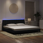 LED bed frame without mattress "Hanko" velvet black 200x200 cm