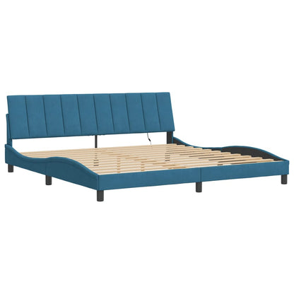 Bedframe Met Led-Verlichting Fluweel 200 x 200 cm Blauw