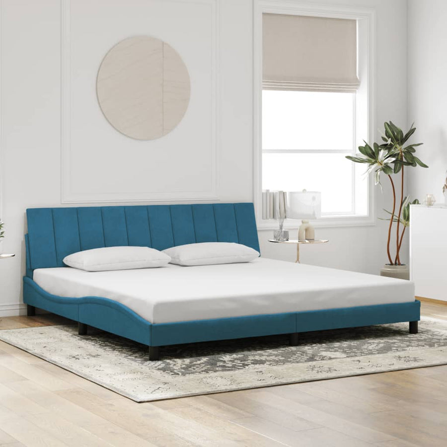 Bedframe Met Led-Verlichting Fluweel 200 x 200 cm Blauw