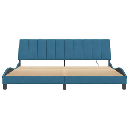 Bedframe Met Led-Verlichting Fluweel 200 x 200 cm Blauw