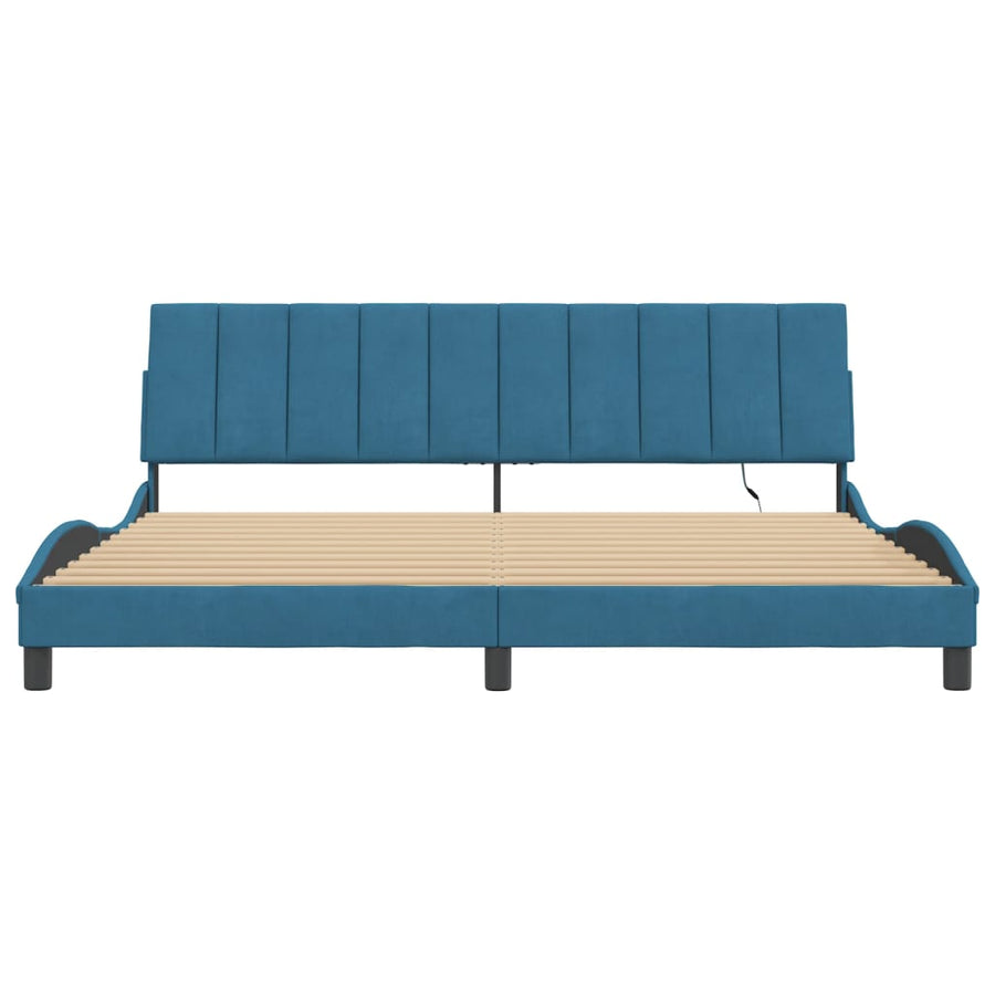 Bedframe Met Led-Verlichting Fluweel 200 x 200 cm Blauw