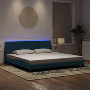 Bedframe 200x200 cm fluweel blauw LED