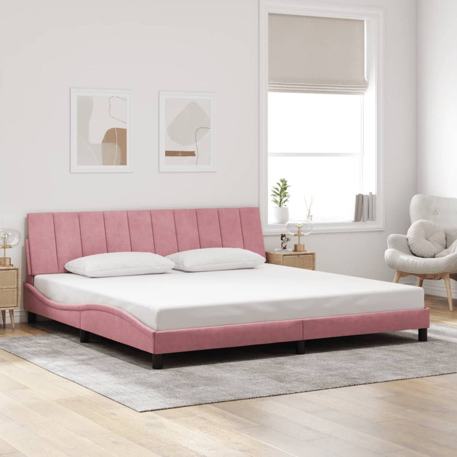 Bedframe Met Led-Verlichting Fluweel 200 x 200 cm Roze