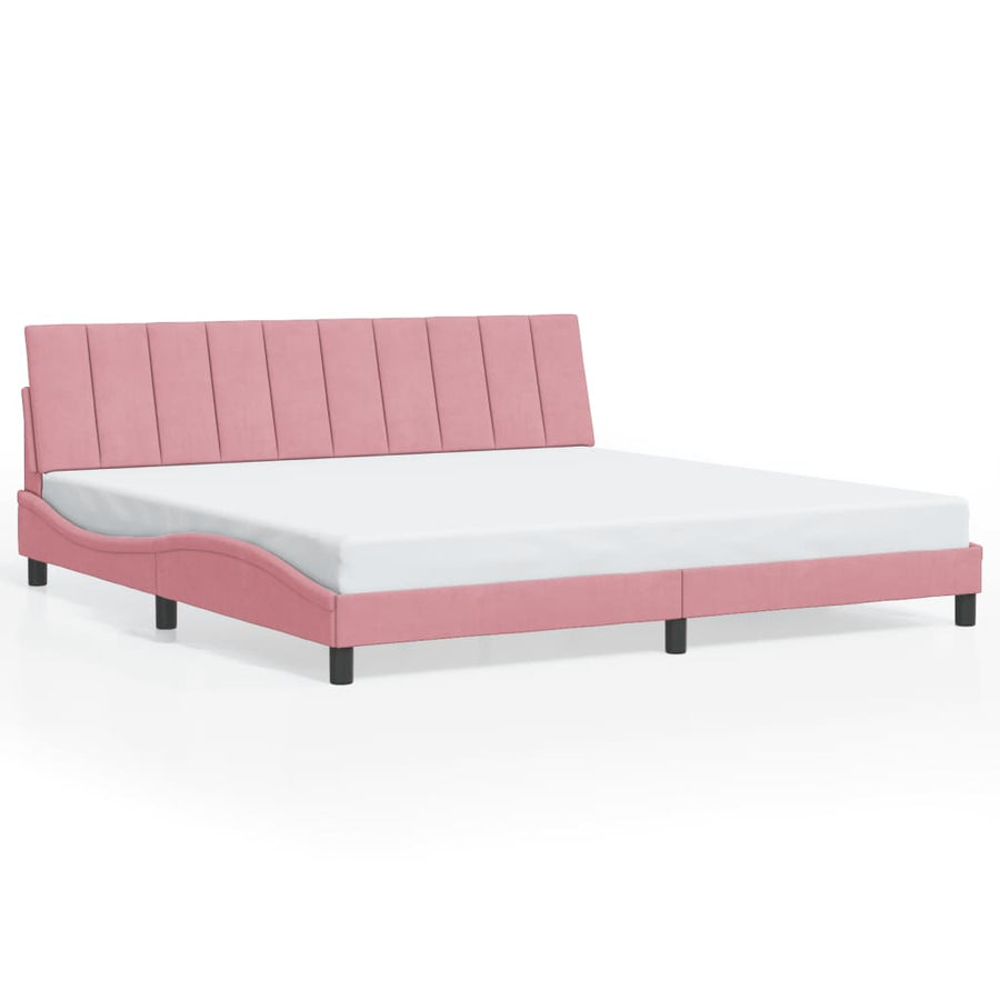 Bedframe Met Led-Verlichting Fluweel 200 x 200 cm Roze