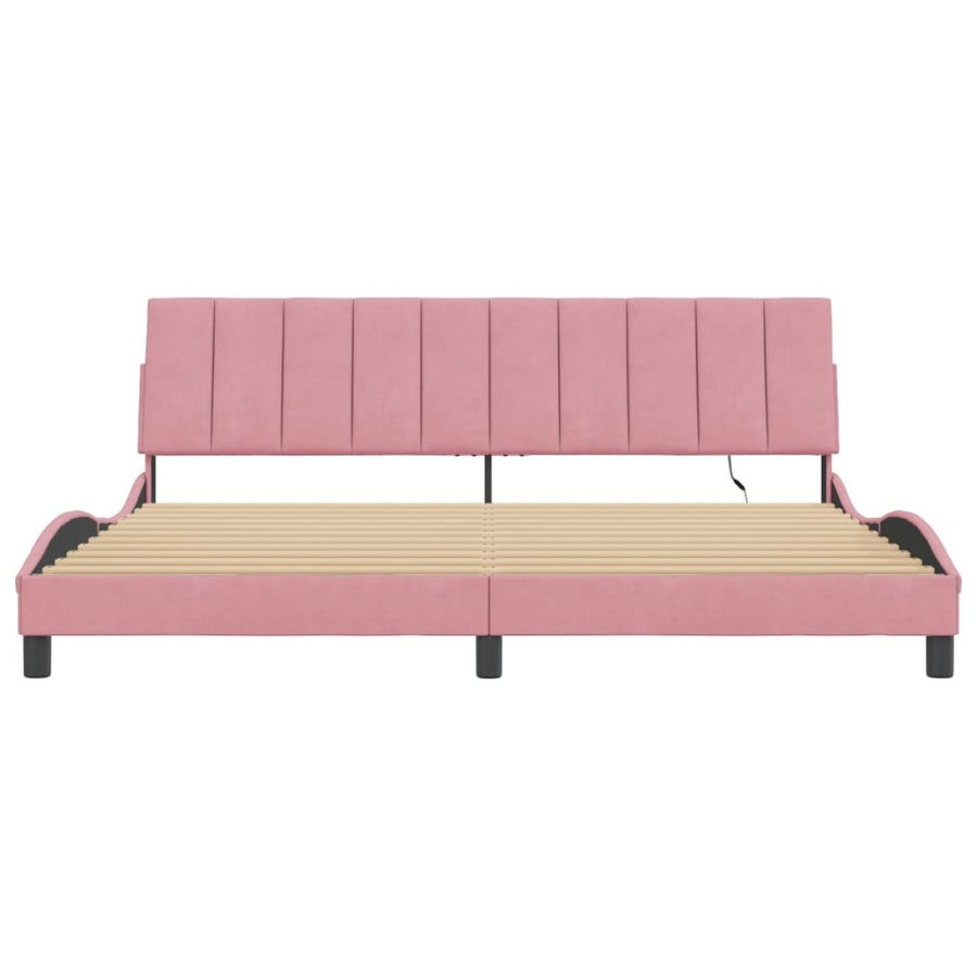 Bedframe Met Led-Verlichting Fluweel 200 x 200 cm Roze