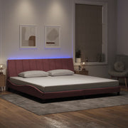Bedframe 200x200 cm roze fluweel met LED