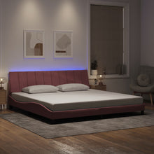Bedframe Met Led-Verlichting Fluweel 200 x 200 cm Roze