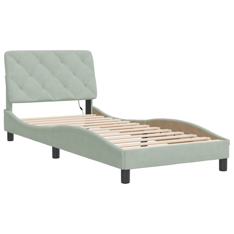 Bedframe met LED-verlichting fluweel lichtgrijs 80x200 cm