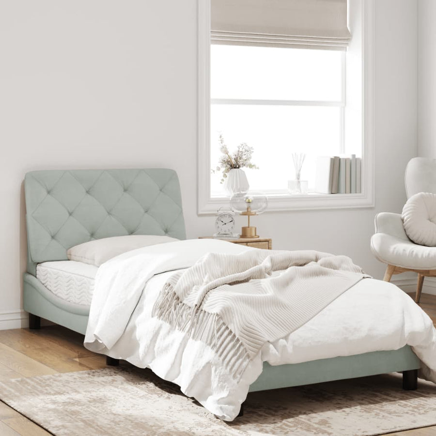 Bedframe met LED-verlichting fluweel lichtgrijs 80x200 cm