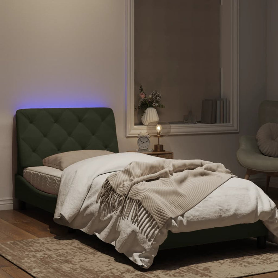 Bedframe met LED-verlichting fluweel lichtgrijs 80x200 cm