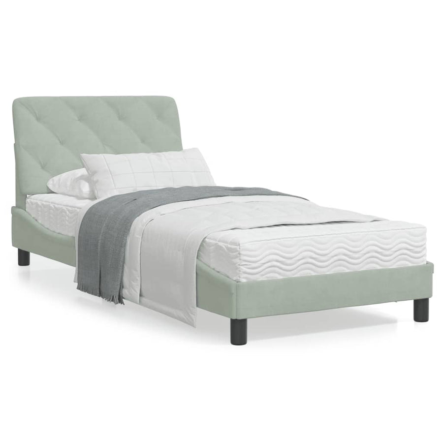 Bedframe met LED-verlichting fluweel lichtgrijs 80x200 cm
