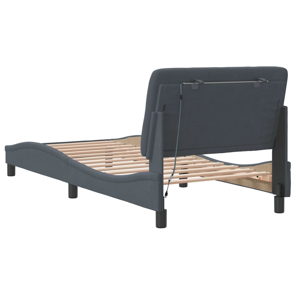 Bedframe met LED-verlichting fluweel donkergrijs 80x200 cm