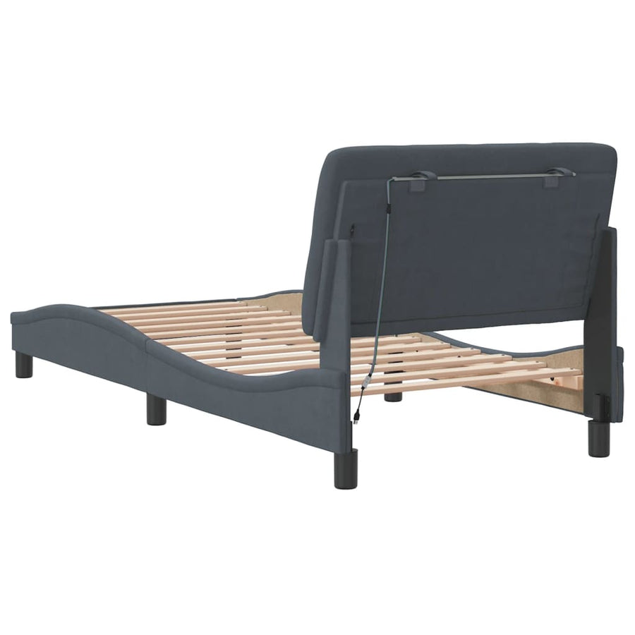 Bedframe met LED-verlichting fluweel donkergrijs 80x200 cm