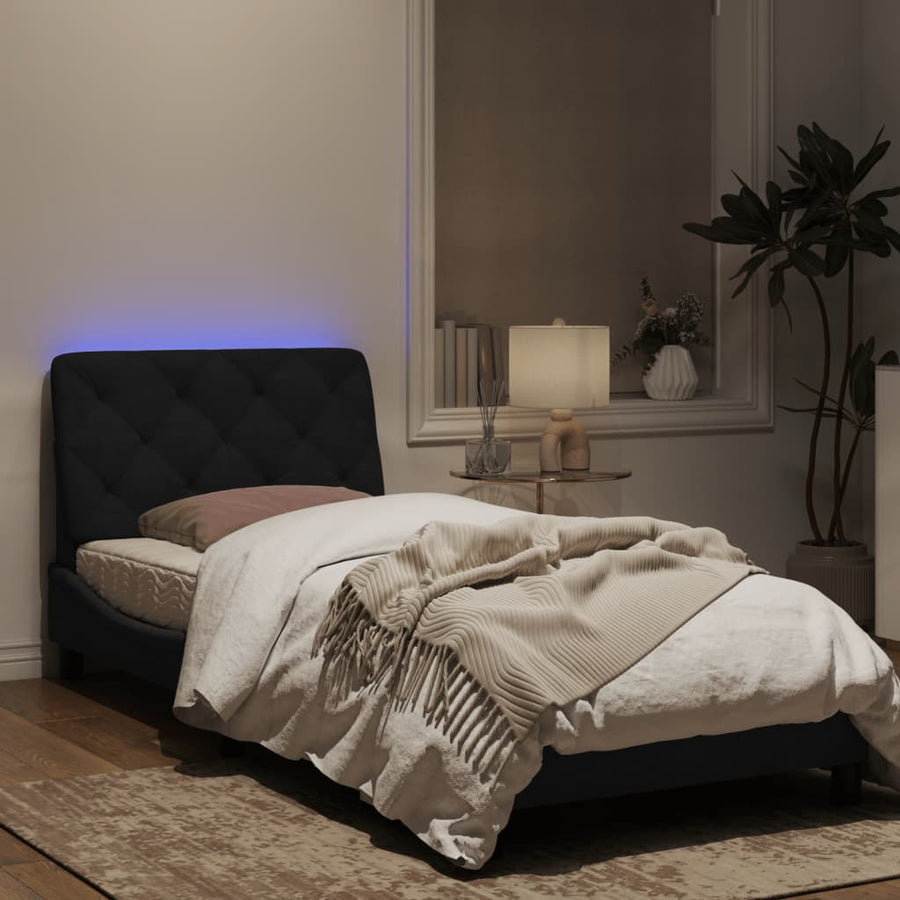 Bedframe met LED-verlichting fluweel zwart 80x200 cm