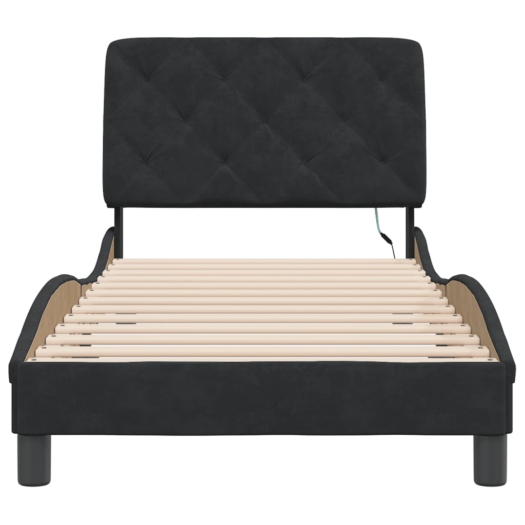 Bedframe met LED-verlichting fluweel zwart 80x200 cm