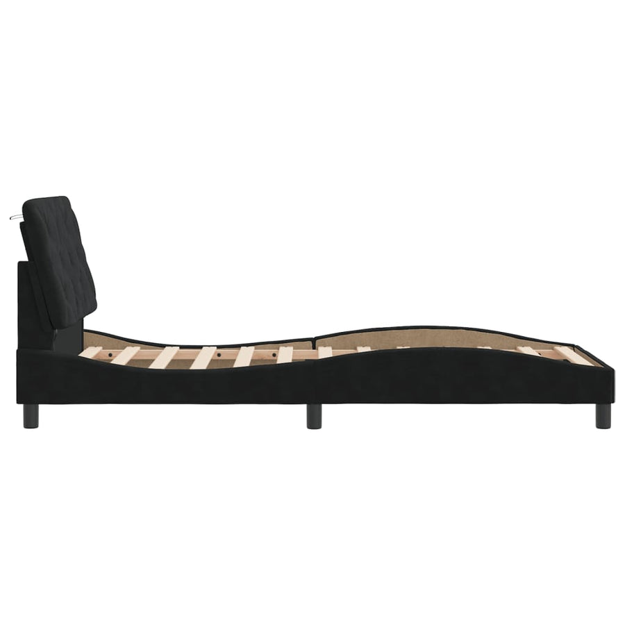 Bedframe met LED-verlichting fluweel zwart 80x200 cm