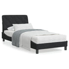 Velvet black bed frame with LED, without mattress, 80x200 cm