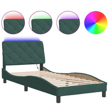 Bedframe met LED-verlichting fluweel donkergroen 80x200 cm