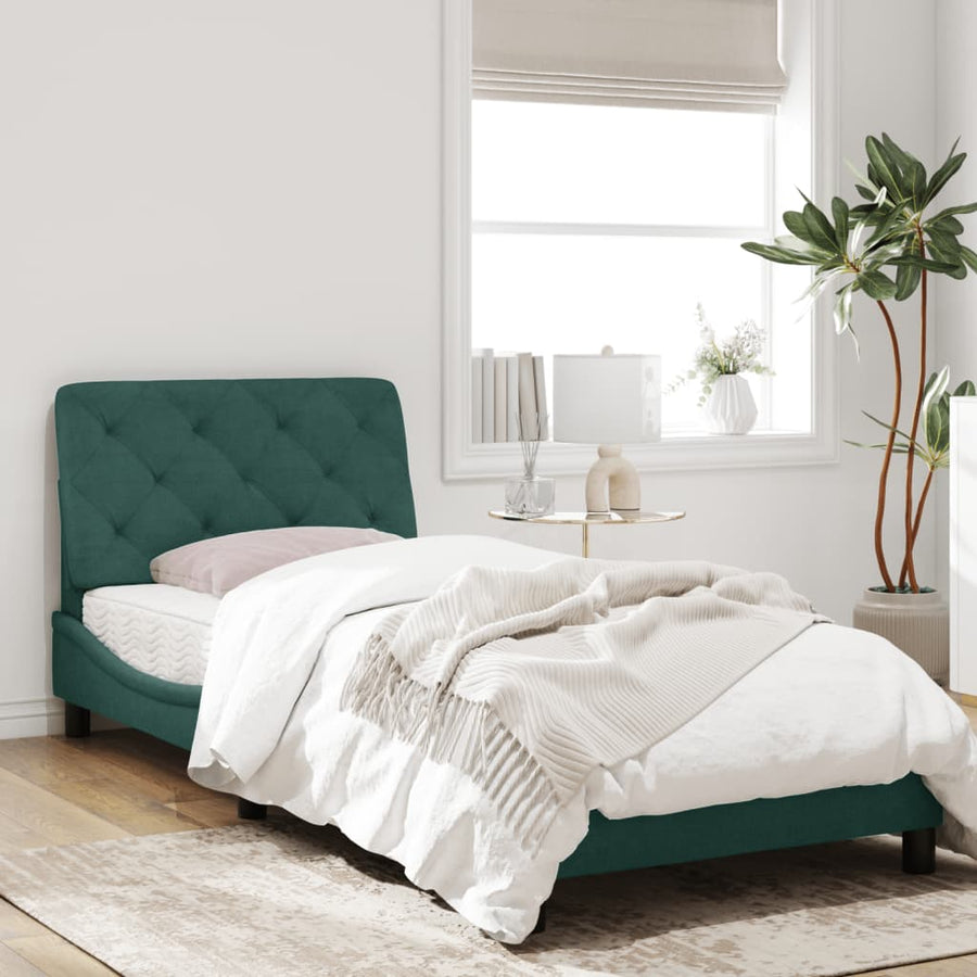 Bedframe met LED-verlichting fluweel donkergroen 80x200 cm