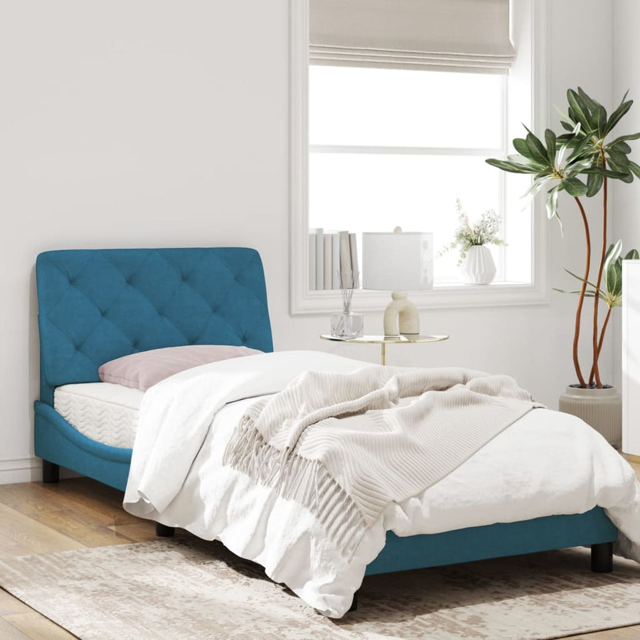 Bedframe met LED-verlichting fluweel blauw 80x200 cm