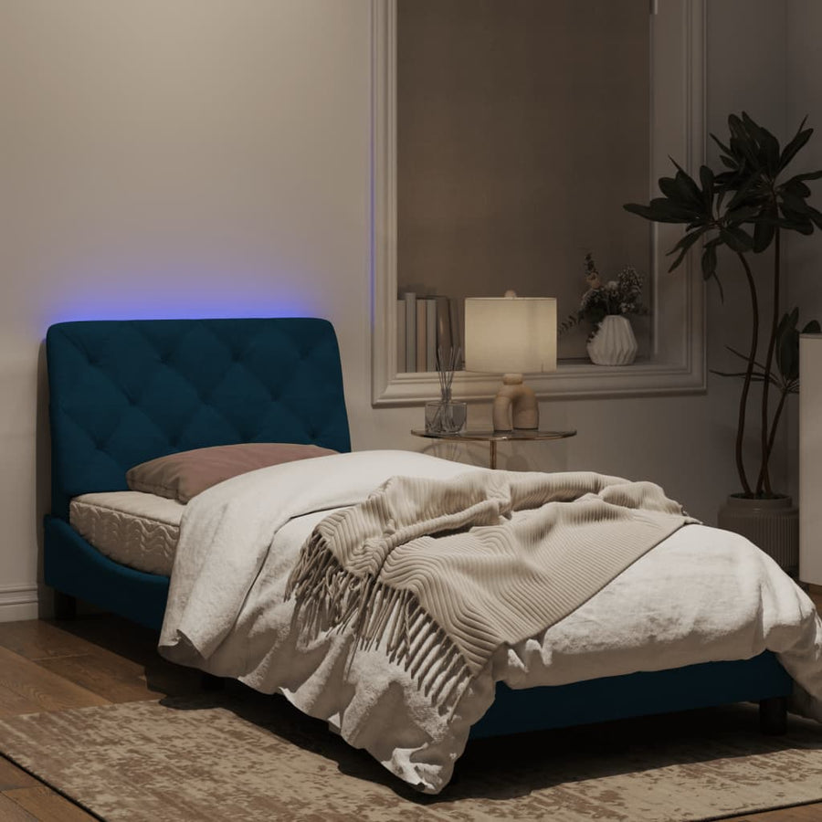 Bedframe met LED-verlichting fluweel blauw 80x200 cm