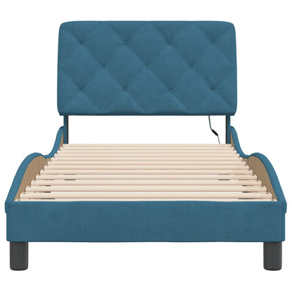 Bedframe met LED-verlichting fluweel blauw 80x200 cm