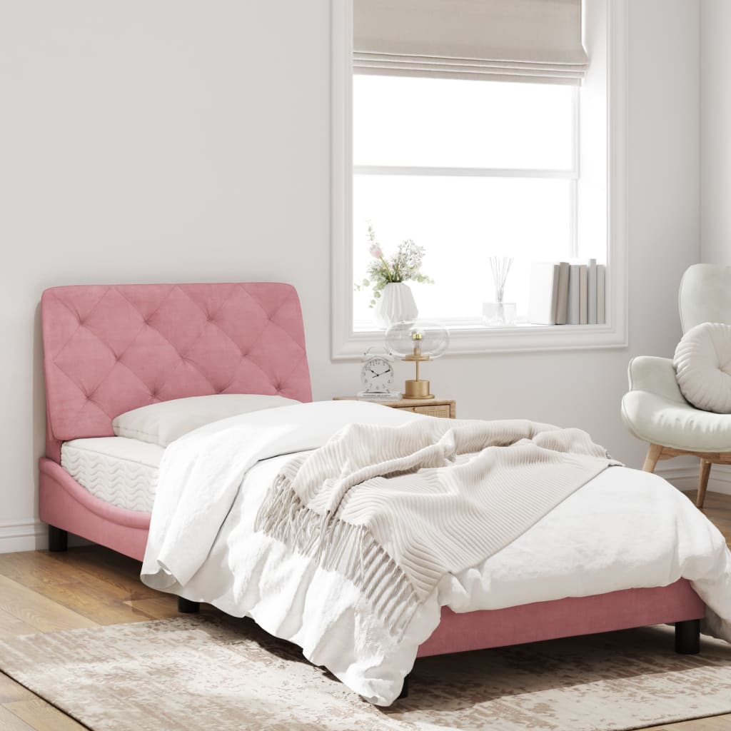 Bedframe met LED-verlichting fluweel roze 80x200 cm