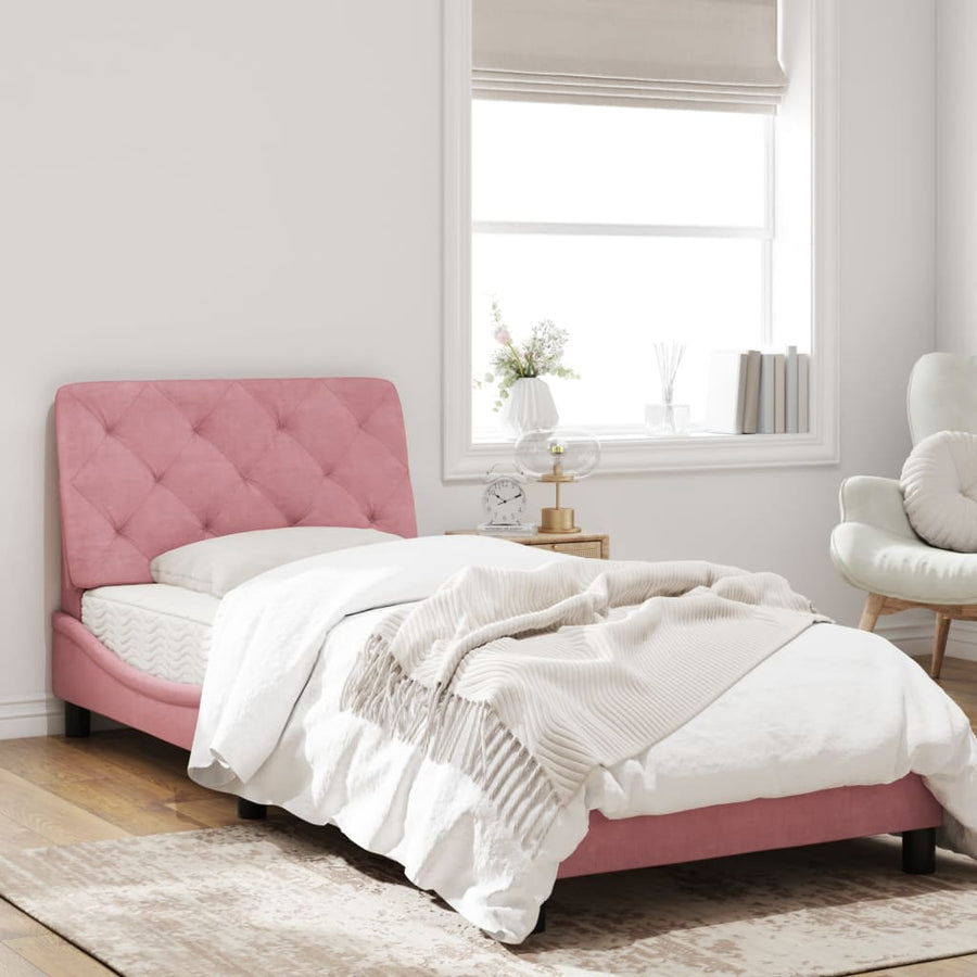 Bedframe met LED-verlichting fluweel roze 80x200 cm