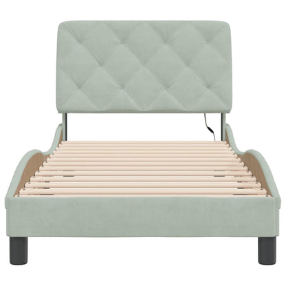 Bedframe met LED-verlichting fluweel lichtgrijs 90x190 cm