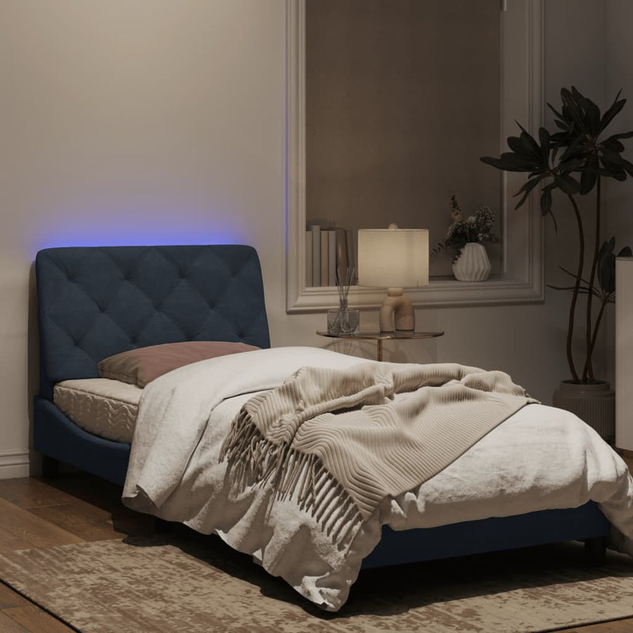 Bedframe met LED-verlichting fluweel donkergrijs 90x190 cm