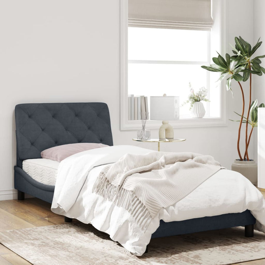Bedframe met LED-verlichting fluweel donkergrijs 90x190 cm