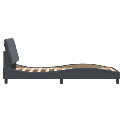 Bedframe met LED-verlichting fluweel donkergrijs 90x190 cm