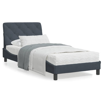 Bedframe met LED-verlichting fluweel donkergrijs 90x190 cm