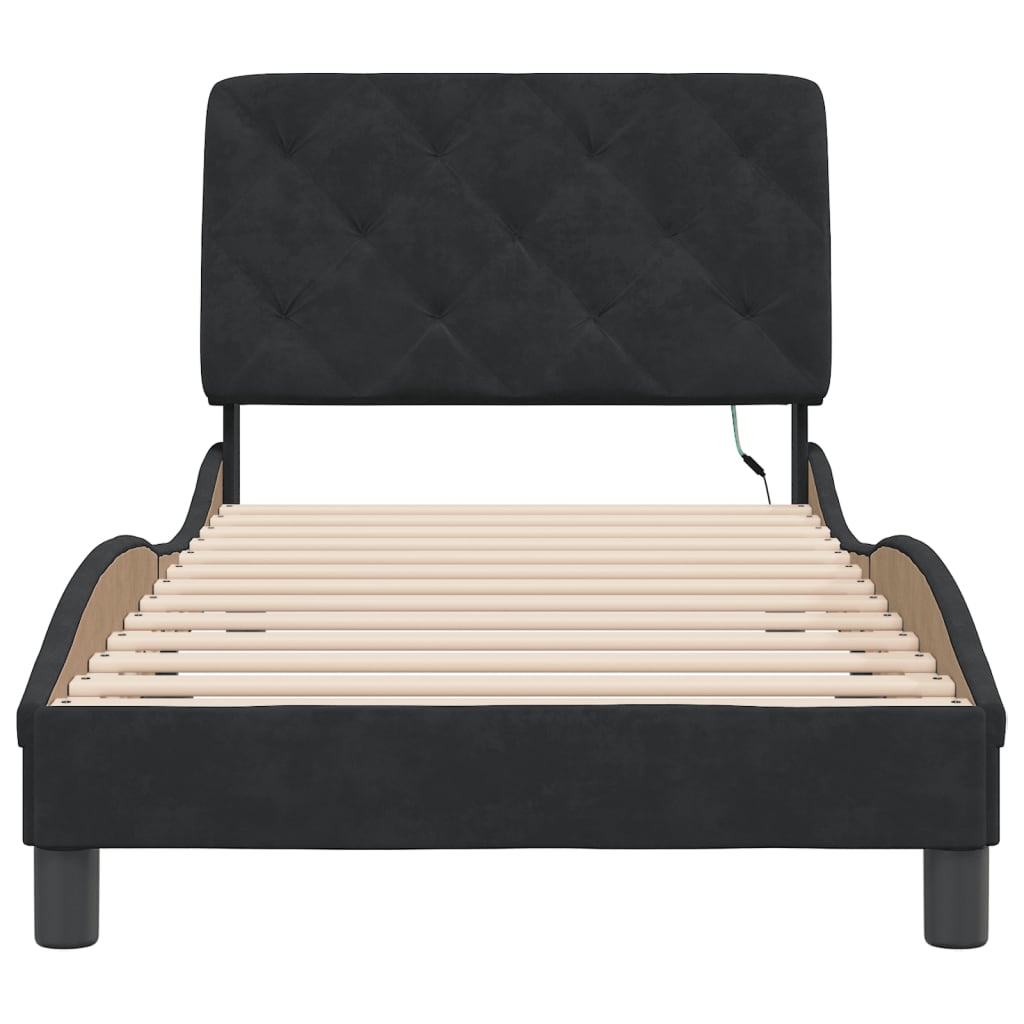 Bedframe met LED-verlichting fluweel zwart 90x190 cm