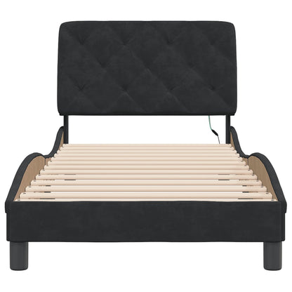 Bedframe met LED-verlichting fluweel zwart 90x190 cm