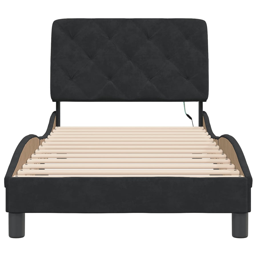Bedframe met LED-verlichting fluweel zwart 90x190 cm