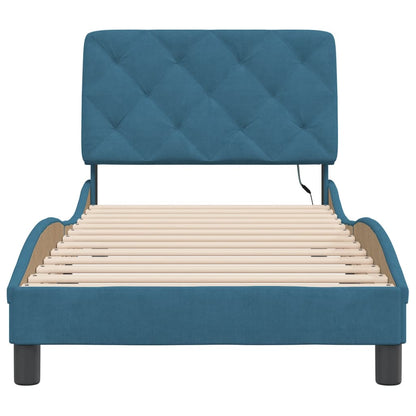 Bedframe met LED-verlichting fluweel blauw 90x190 cm