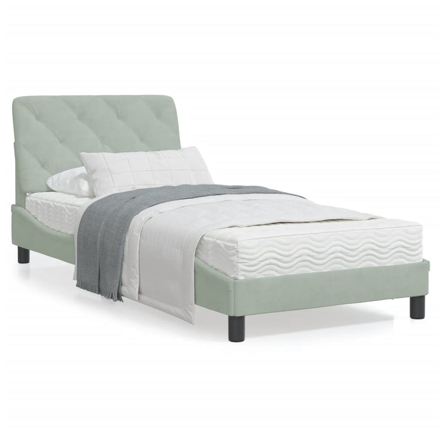Bedframe met LED-verlichting fluweel lichtgrijs 90x200 cm