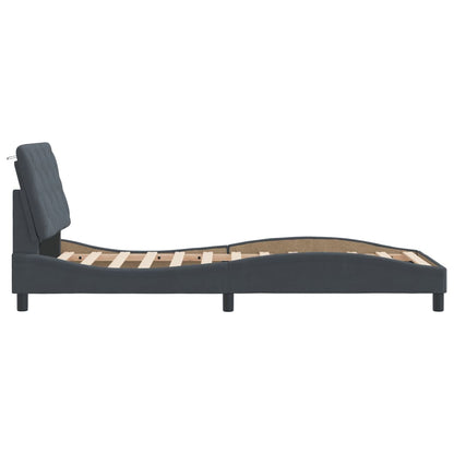 Bedframe met LED-verlichting fluweel donkergrijs 90x200 cm