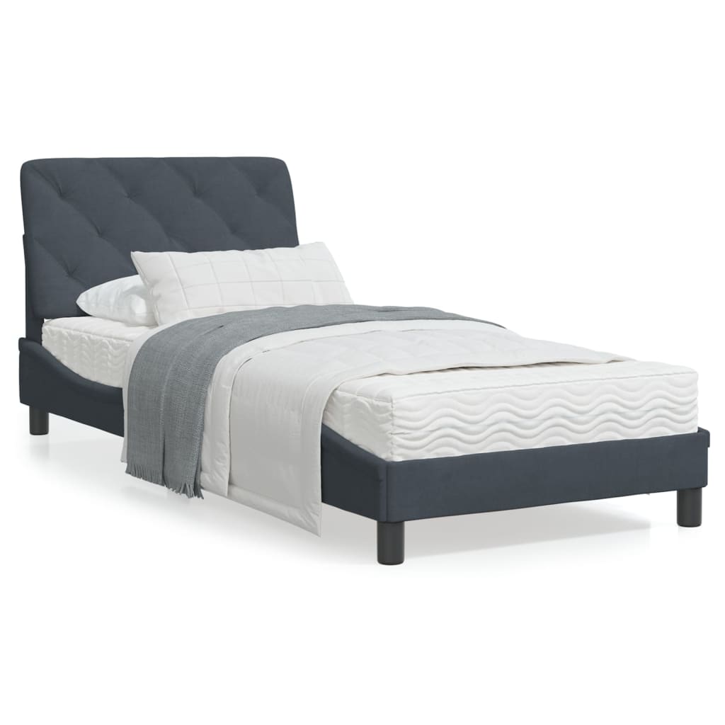Bedframe met LED-verlichting fluweel donkergrijs 90x200 cm
