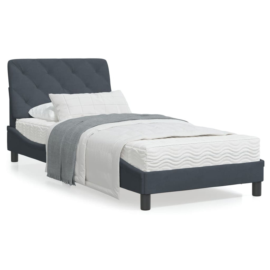 Bedframe met LED-verlichting fluweel donkergrijs 90x200 cm