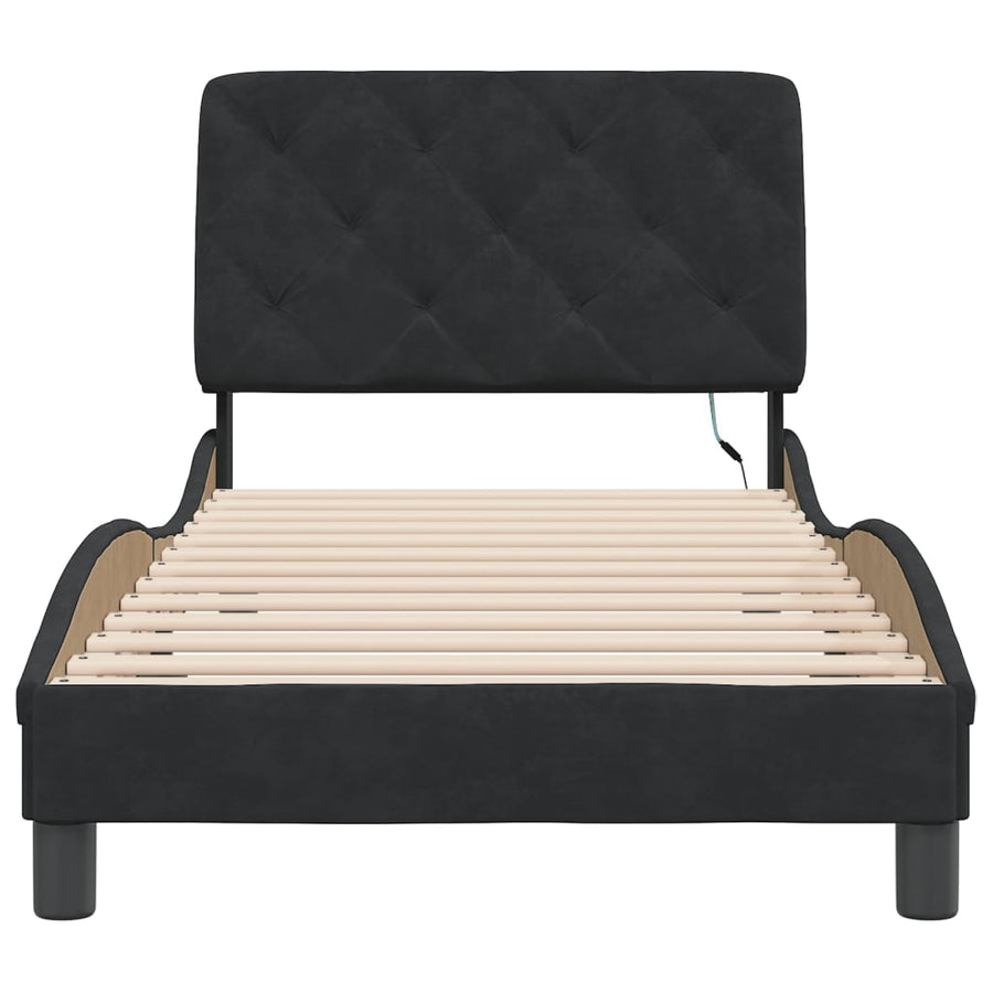 Bedframe met LED-verlichting fluweel zwart 90x200 cm