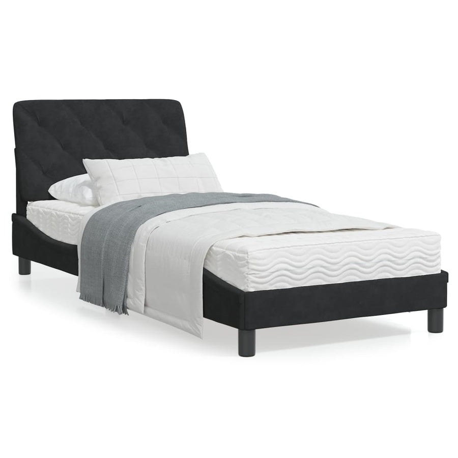 Bedframe met LED-verlichting fluweel zwart 90x200 cm