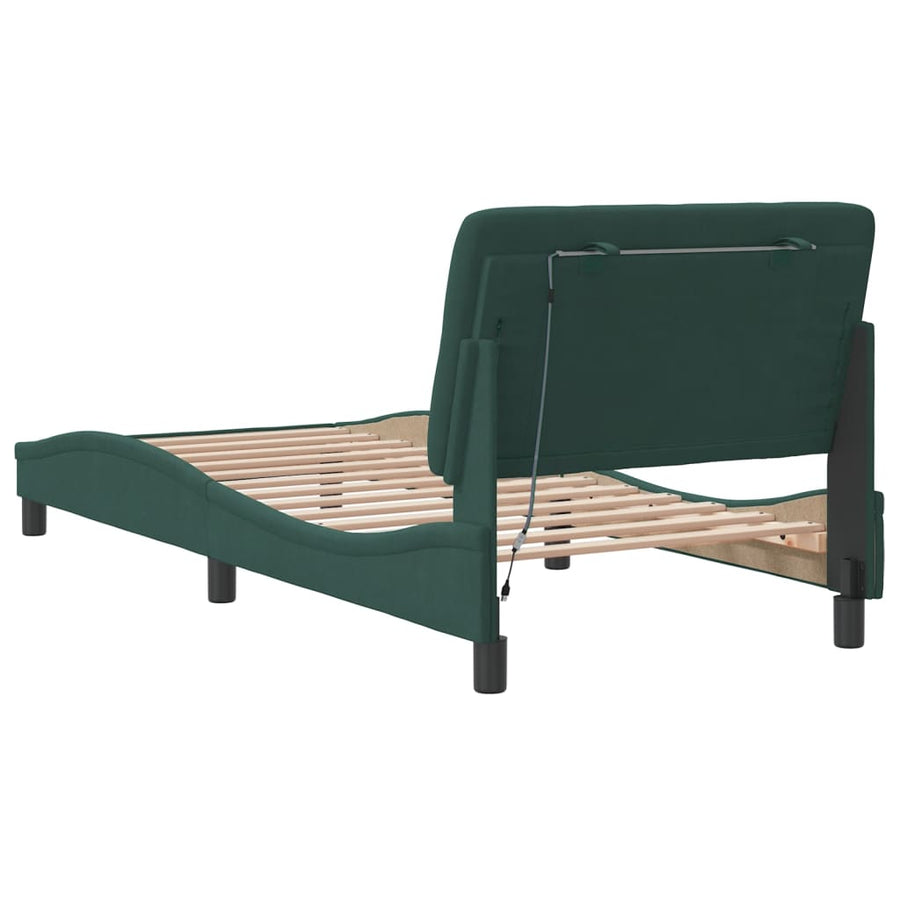 Bedframe met LED-verlichting fluweel donkergroen 90x200 cm