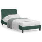 Bed Frame with LED without Mattress Velvet Dark Green 90x200 cm