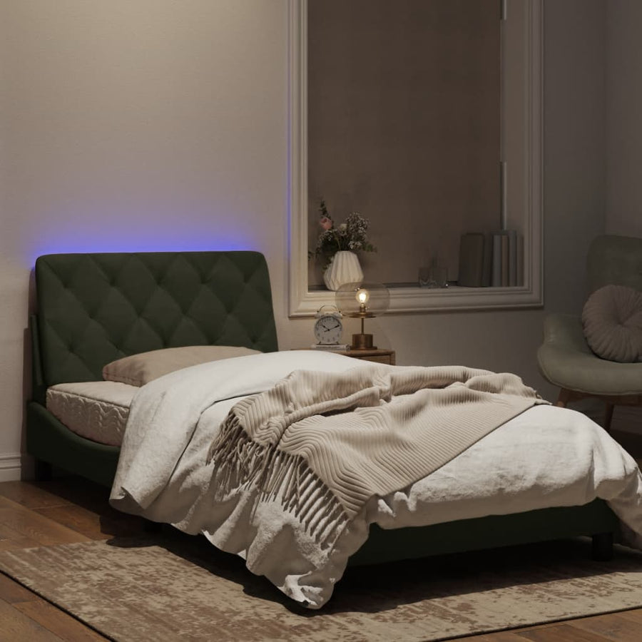 Bedframe met LED-verlichting fluweel lichtgrijs 100x200 cm