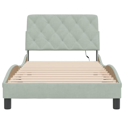 Bedframe met LED-verlichting fluweel lichtgrijs 100x200 cm
