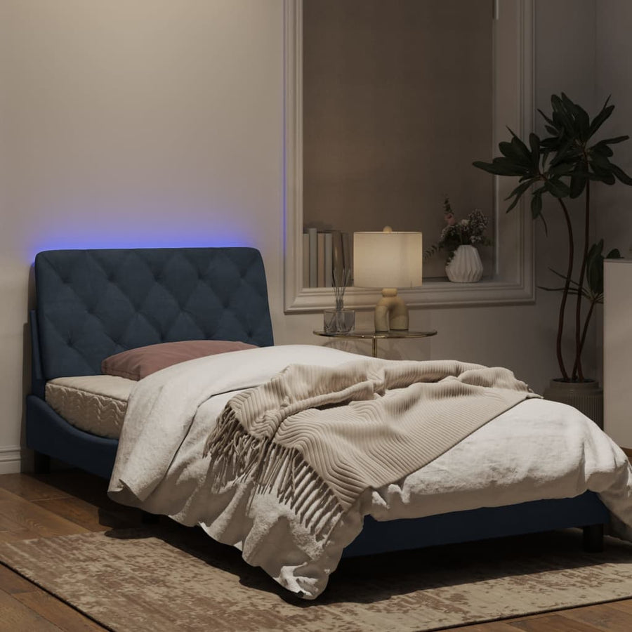 Bedframe met LED-verlichting fluweel donkergrijs 100x200 cm